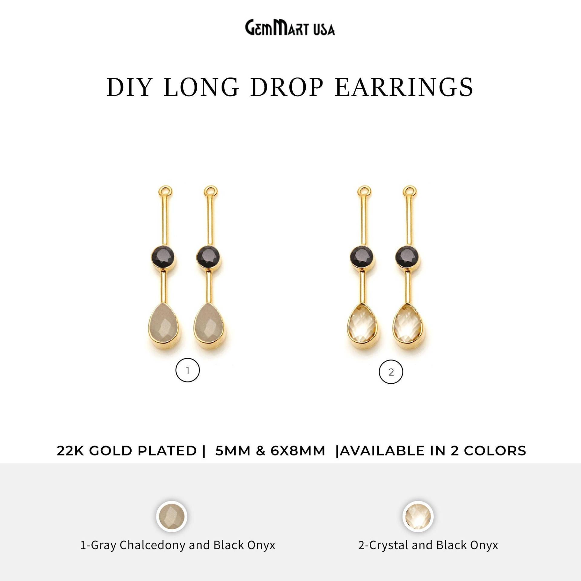 Edelsteinohrring, Lange Hängeohrringe, Tropfen-Facettierter Stein, Modeohrring-Verbinder, Goldohrring | 90128 von GemMartUSA