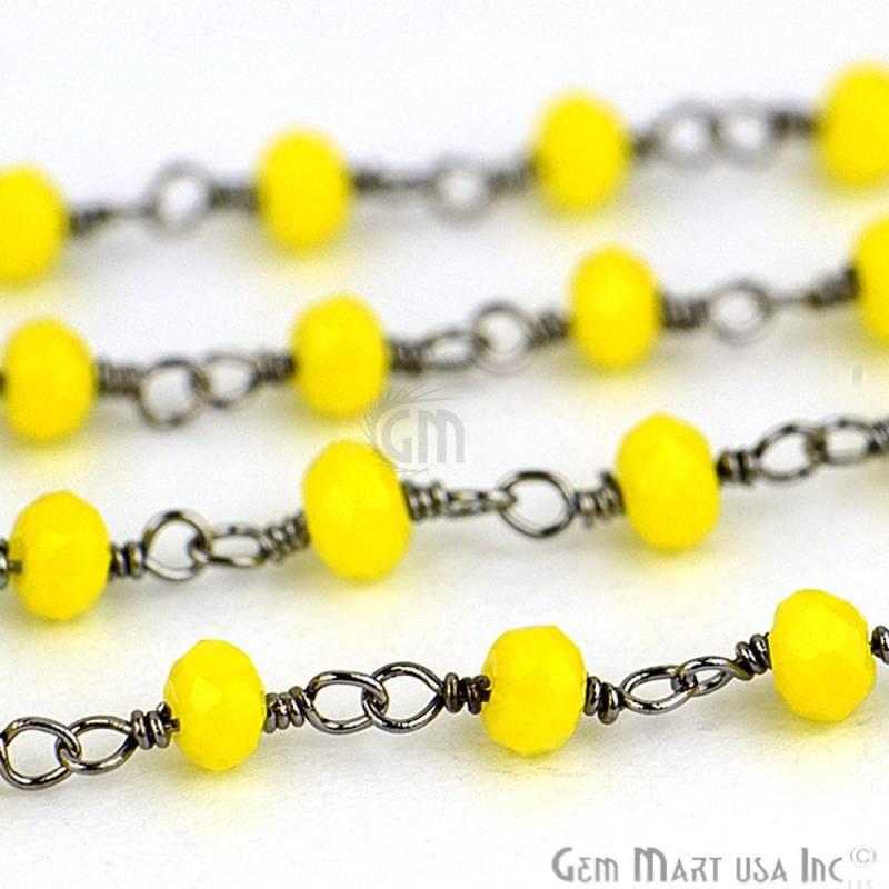 Gelber Chalcedon, 3-3.5 Mm Oxidierte Handgemachte Rosenkranzkette Zu Fuß Gemmartusa | Bpyc-30002 von GemMartUSA