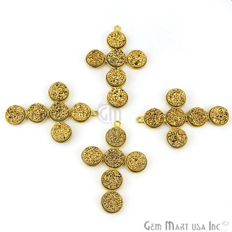 Golden Druzy Edelstein Komponente 24K Vergoldet, 39 X 27 Mm, 1 Stück | Gpgz-13015 von GemMartUSA