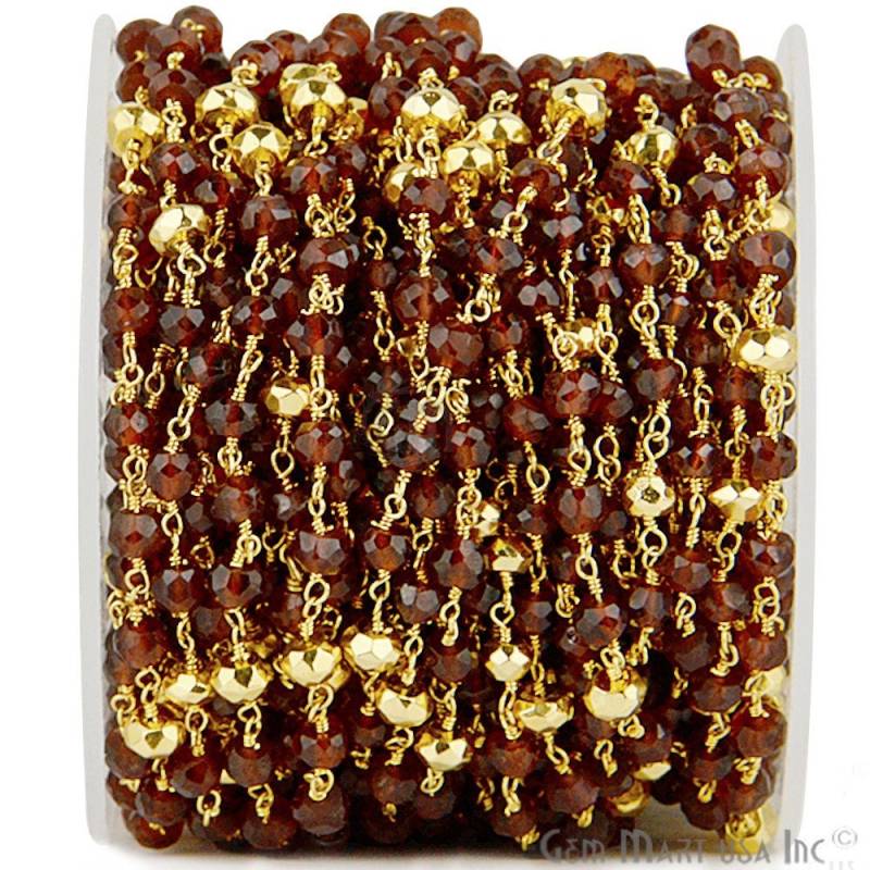 Granat Mit Pyrit 4 Mm 24K Vergoldet Handgemachte Rosenkranz Kette By Feet Gemmartusa | Gpag-30003 von GemMartUSA