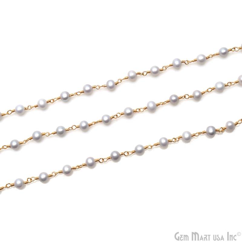 Graue Süßwasserperlen Perlen Rosenkranz Kette, 5-6 Mm Perle Facettierte Edelstein Perlen, Vergoldete Gemmartusa | Gpyp-30008 von GemMartUSA