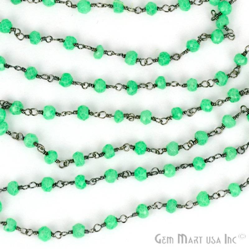 Grün Chalcedon Perlen Rosenkranz Kette, 3-3.5 Mm Oxidierte Handgemachte Link-stein Kette Gemmartusa | Bpgc-30002 von GemMartUSA