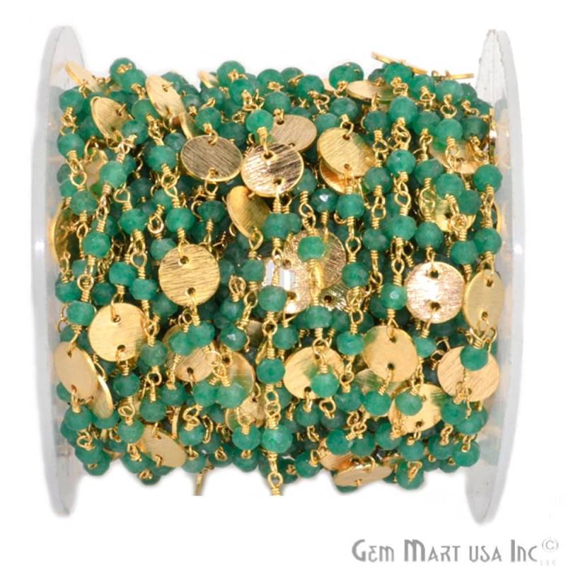 Grüne Onyx Perlen Rosenkranz Kette 3-3.5 Mm, Vergoldete Scheibe, 24 Karat Draht Wickelte Kette, Gemmartusa | Gpgo-30016 Grüne Onyx Perlen Rosenkranz Kette 3-3.5 Mm, Vergoldete Scheibe, 24 Karat Draht Wickelte Kette, Gemmartusa | Gpgo-30016 von GemMartUSA