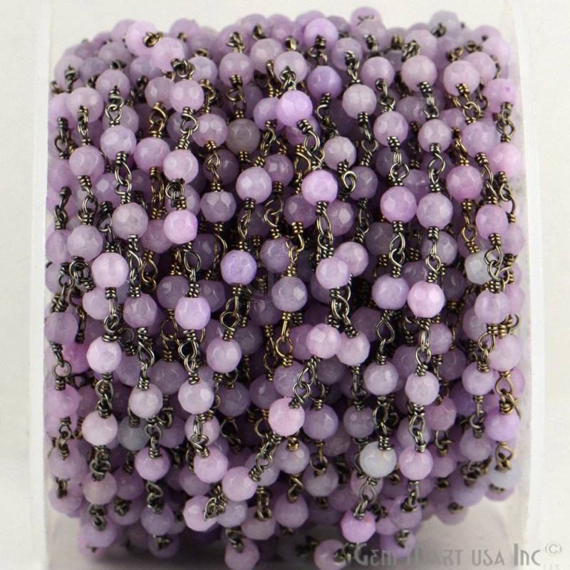Helle Lavendel Jade, 4 Mm Oxidierte Drahtgewickelte Rosenkranzkette Von Gemmartusa | Bpla-30017 von GemMartUSA