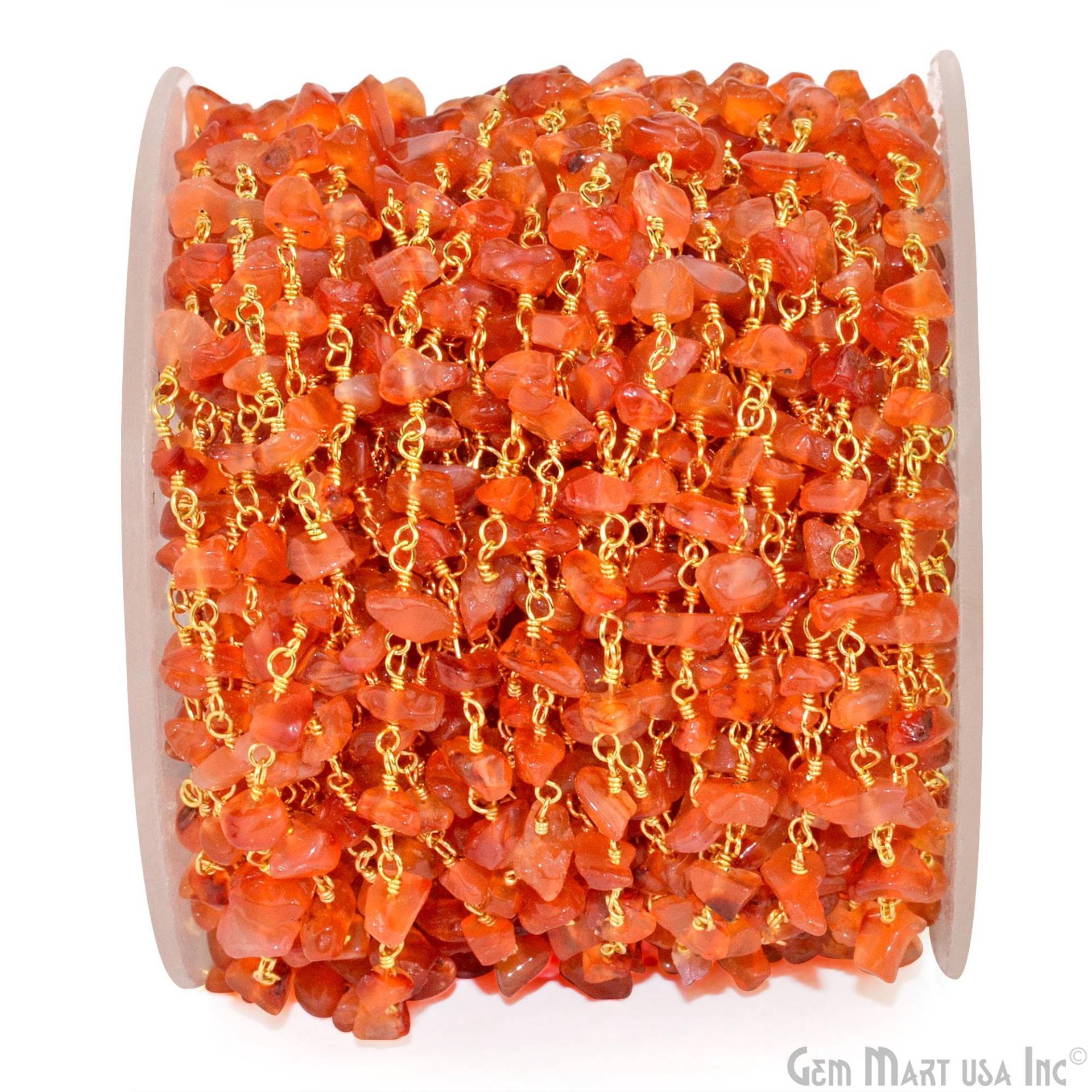 Karneol, 4-6 Mm Rosenkranzkette, Vergoldet, Handgefertigte Gliederkette Aus Silber Oder Rotguss, Schmuckherstellungszubehör, | Gppcn-30025 von GemMartUSA