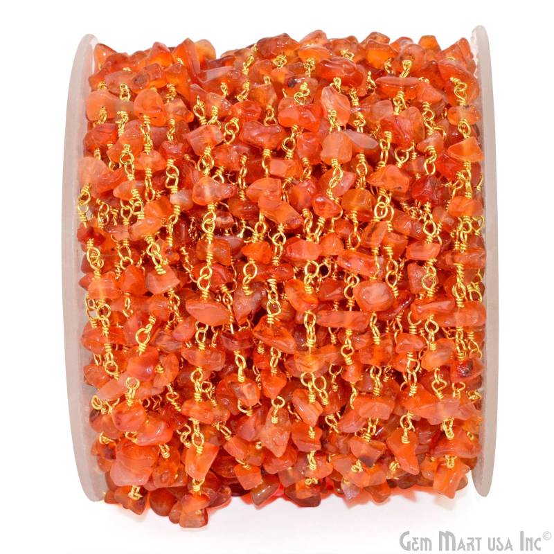 Karneol, 4-6 Mm Rosenkranzkette, Vergoldet, Handgefertigte Gliederkette Aus Silber Oder Rotguss, Schmuckherstellungszubehör, | Gppcn-30025 von GemMartUSA