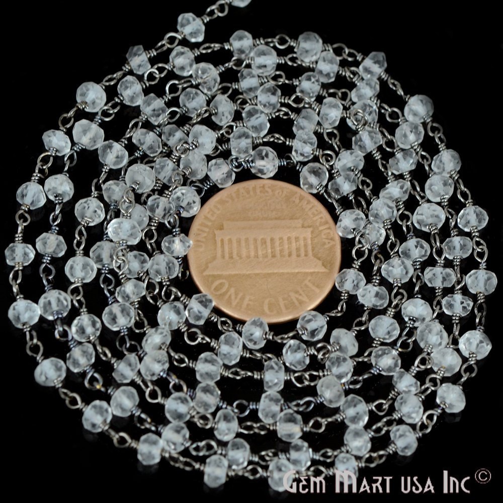 Kristall, 3-3.5 Mm Oxidierter Draht Wickelte Fancy Rosenkranz-Kette Durch Fuß Gemmartusa | Bpcl-30002 von GemMartUSA