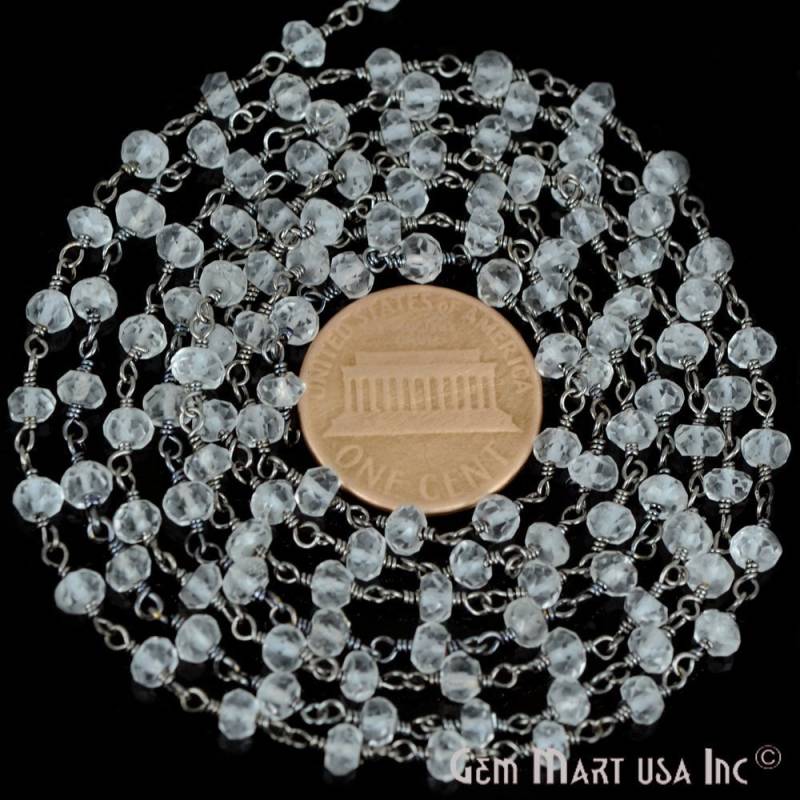 Kristall, 3-3.5 Mm Oxidierter Draht Wickelte Fancy Rosenkranz-Kette Durch Fuß Gemmartusa | Bpcl-30002 von GemMartUSA