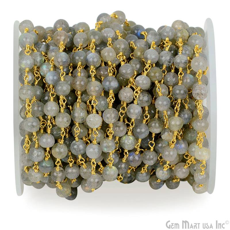 Labradorit, 5 Mm 24 Karat Vergoldete Handgemachte Rosenkranz Kette Zu Fuß Gemmartusa | 30004 von GemMartUSA