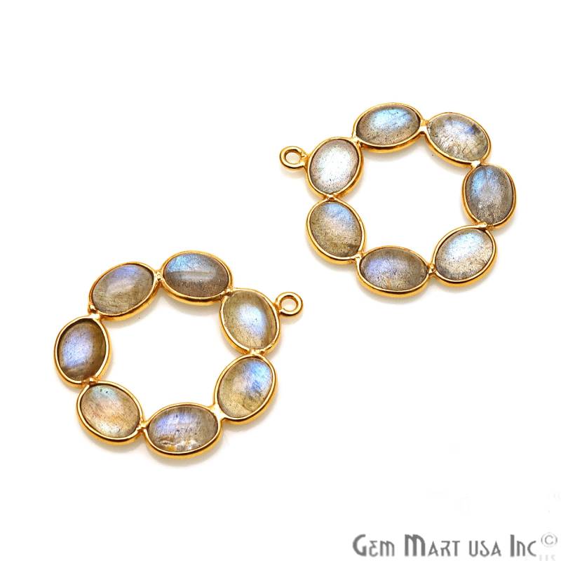 Labradorit Edelstein Komponente, Schmuckherstellung Zubehör, Vergoldet, Lünette Fassung, Diy Anhänger Finden, Kronleuchter Ohrringe | Gplb-13121 von GemMartUSA