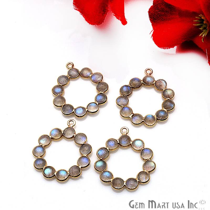 Labradorit Kronleuchter Finden, Lünette Set Polierte Edelsteine, Einzelne Goldbügel, Diy Schmuckherstellung Versorgung 26 X 23 Mm | Gplb-13067 von GemMartUSA