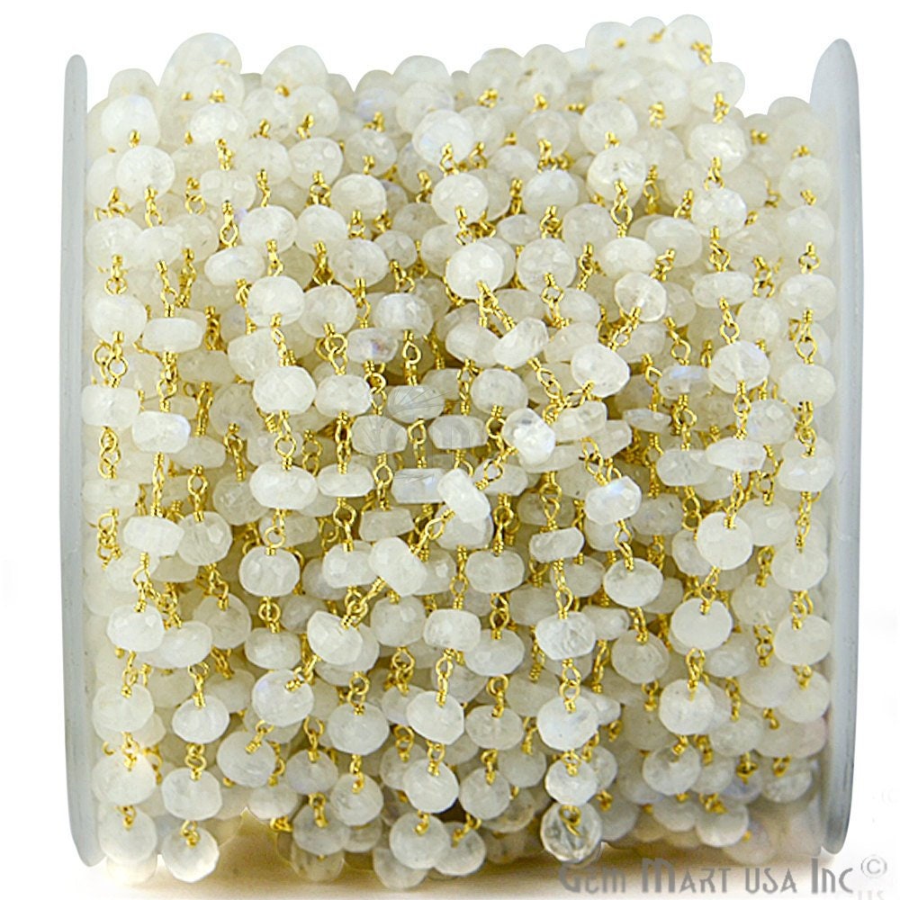 One Foot Regenbogen Mondstein 5-6 Mm 24K Vergoldete Handgefertigte Rondell Kette By Feet Gemmartusa | Gprm-30038 von GemMartUSA