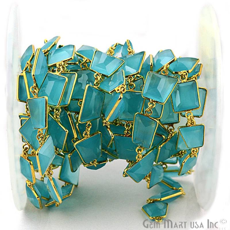 One Foot Sky Blue Chalcedon Fancy Form Link Connector Kette 24K Vergoldete Lünette Anschlüsse Zu Fuß.(Gpsb-20010 von GemMartUSA