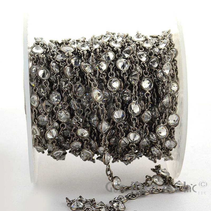 One Foot Weiß Zirkon Runde Kontinuierliche Connector-Kette, Schwarz Überzogene Kette Zu Fuß. | Epcl-20009 One Foot Weiß Zirkon Runde Kontinuierliche Connector-Kette, Schwarz Überzogene Kette Zu Fuß. | Epcl-20009 von GemMartUSA