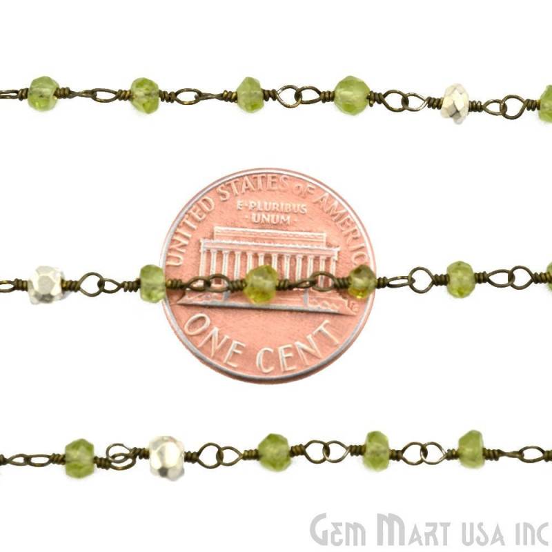 Peridot Mit Silber Pyrit Handgemachte Rosenkranz Kette, Oxidierte Wire Wrap, Oxidiert, Gemmartusa | Bpsp-30001 von GemMartUSA