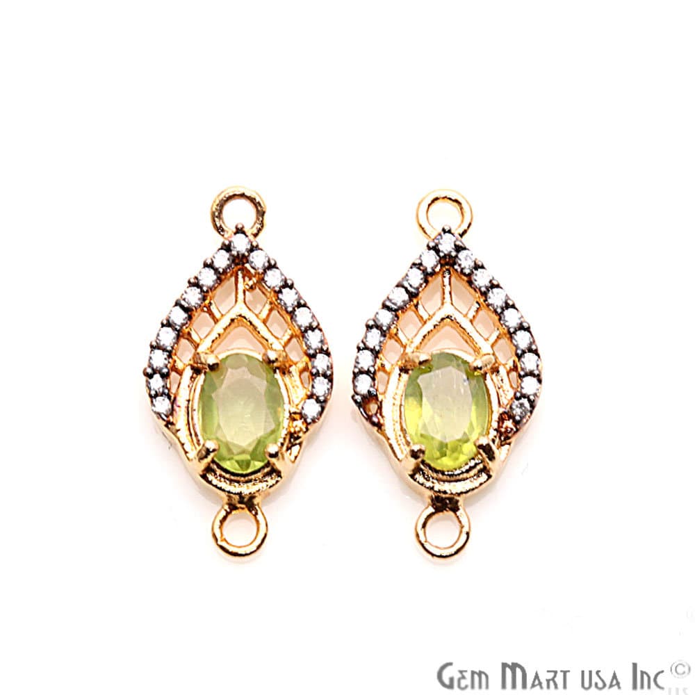 Peridot Ohrring, Kubikzirkon, Ohrringstecker, Ohrringherstellung, Kronleuchter Zubehör, Goldhaken, Gemmartusa - 1 Paar | Lpph-90028 von GemMartUSA