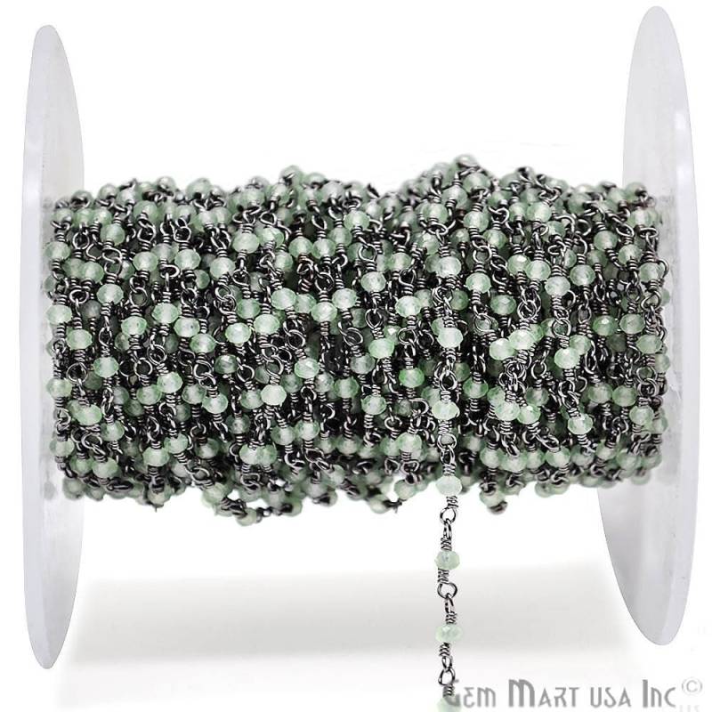 Prehnit Rondelle Perlen Rosenkranz Kette, Oxidierter Draht Gewickelt Perlenkette, Gemmartusa | Gpph-30000 Prehnit Rondelle Perlen Rosenkranz Kette, Oxidierter Draht Gewickelt Perlenkette, Gemmartusa | Gpph-30000 von GemMartUSA