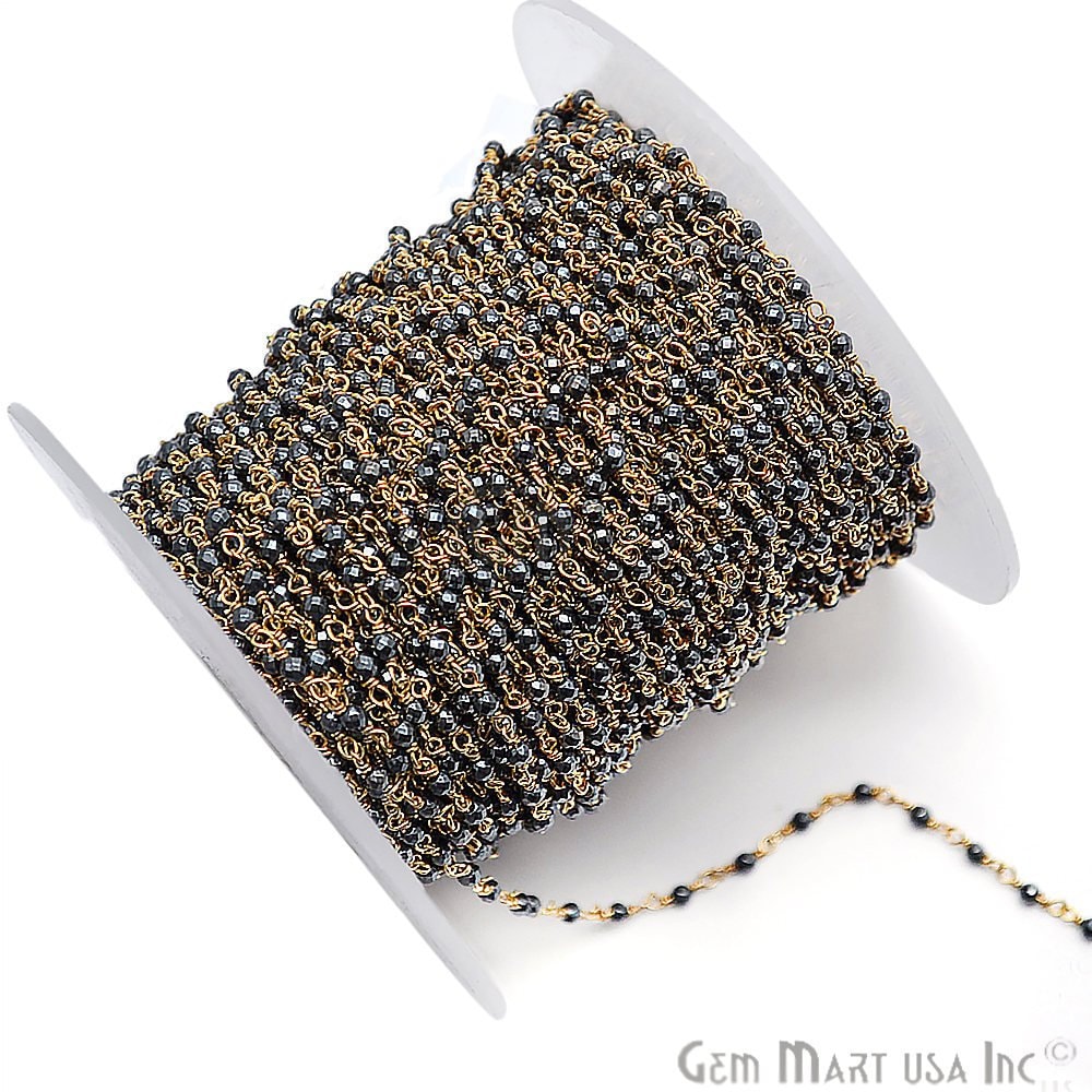 Pyrit Rondelle Perlen Rosenkranz Kette, Vergoldete Gewickelte Gemmartusa | Gppy-30000 von GemMartUSA