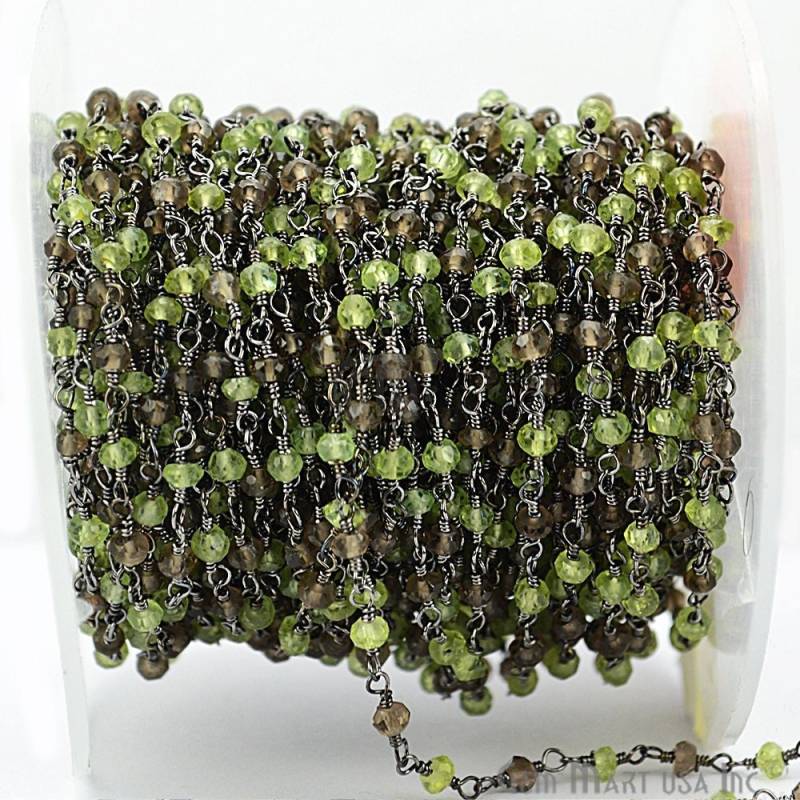 Rauchige Topas Mit Peridot, 3-3.5 Mm Perlen Oxidierte Handgemachte Rosenkranz Kette Herstellung Schmuck Gemmartusa von GemMartUSA