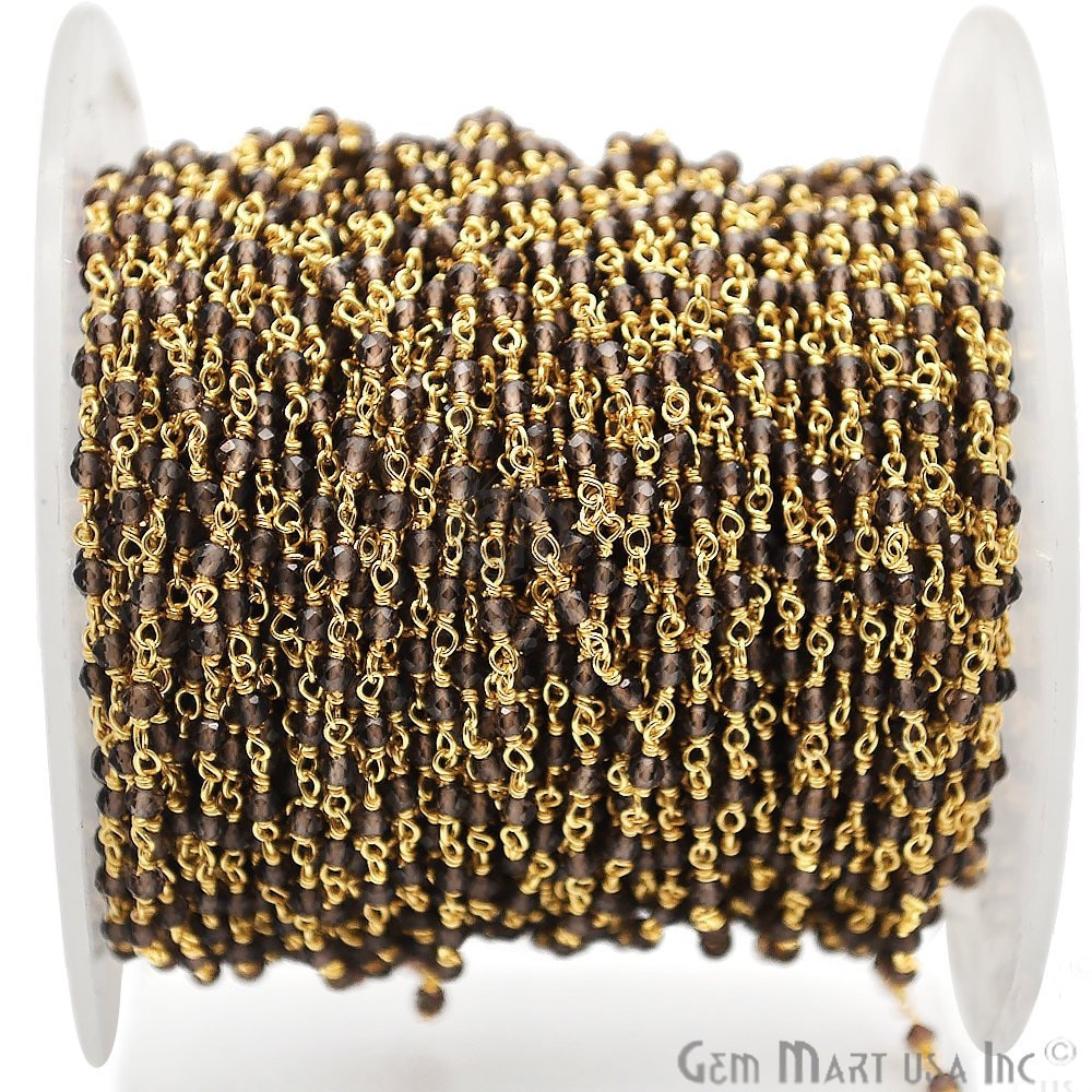 Rauchtopas Rosenkranz, Vergoldete Kette, Rosenkranzkette, Edelsteinkette, Schmuckherstellung, Gemmartusa | 30000 von GemMartUSA