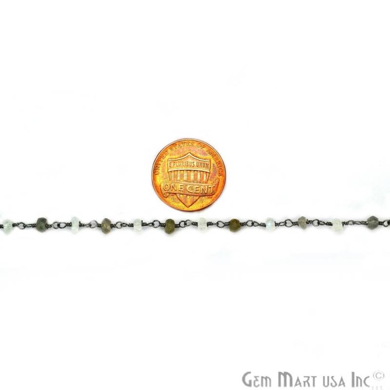 Regenbogen Mit Labradorit 3-3, 5 Mm Perlen Oxidierter Draht Umwickelte Rosenkranzkette Für Die Herstellung Von Schmuck Gemmartusa | Bprm-30059 von GemMartUSA