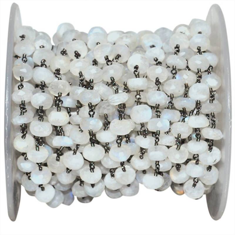 Regenbogen Mondstein Perlen Rosenkranz Kette, 7-8 Mm Oxidierte Handgemachte Stein Gemmartusa | Bprm-30035 von GemMartUSA