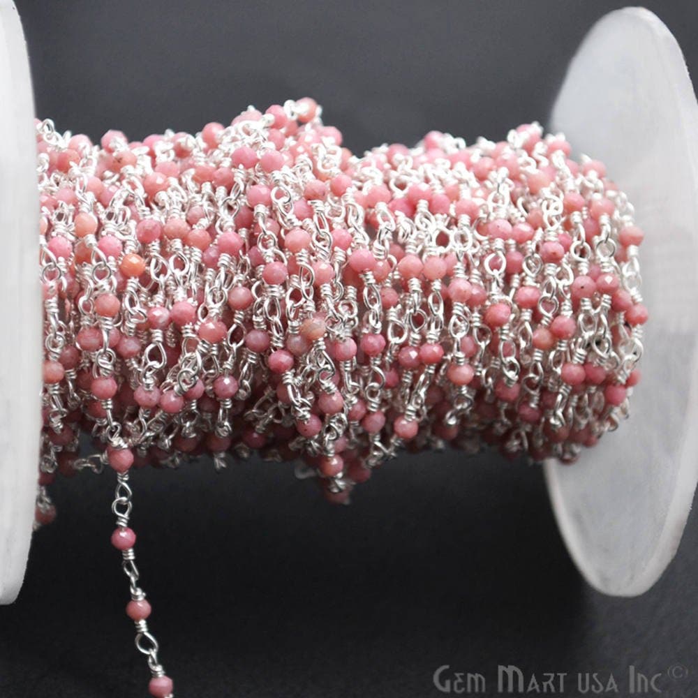 Rhodochrosit Rosenkranz Kette, Rondelle Perlen Silber Schmuckherstellung Lieferungen, Gemmartusa | Sprs-30000 von GemMartUSA