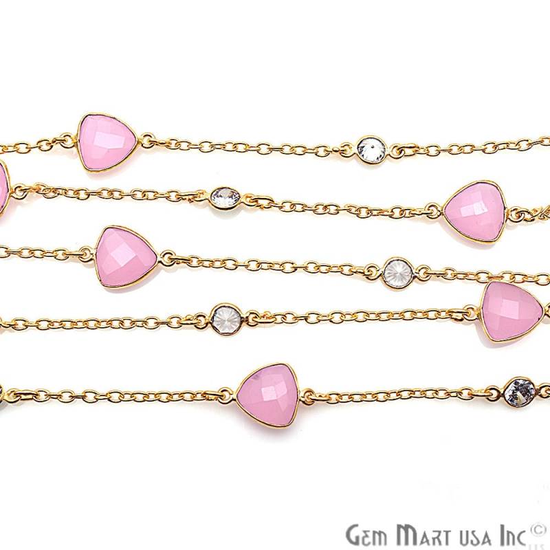 Rosen Chalcedon Verbinder Kette, Lünetten Kristall Glieder Gold Kontinuierliche Gemmartusa | Gprc-20052 Rosen Chalcedon Verbinder Kette, Lünetten Kristall Glieder Gold Kontinuierliche Gemmartusa | Gprc-20052 von GemMartUSA