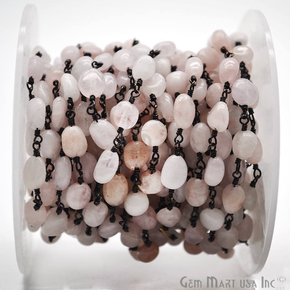 Rosenquarz Rosenkranz Kette, Rondelle Perlen Oxidierte Schmuckherstellung Zubehör, Gemmartusa | Bprq-30044 von GemMartUSA