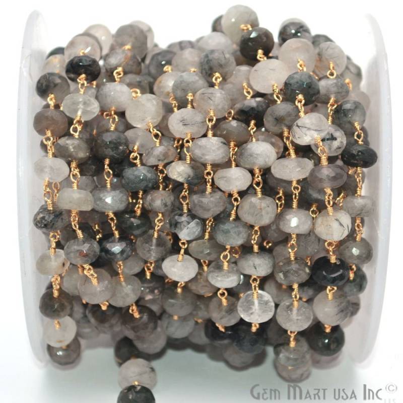 Rutilierte Rosenkranzkette, 9-10 Mm Vergoldete Drahtgewickelte Gemmartusa | Gpru-30037 von GemMartUSA