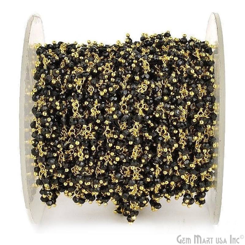 Schwarz Spinell Cluster Rosenkranz Kette, 2-2.5 Mm 24K Vergoldete Handgemachte Kette By Feet Gemmartusa | Gpbs-30019 von GemMartUSA
