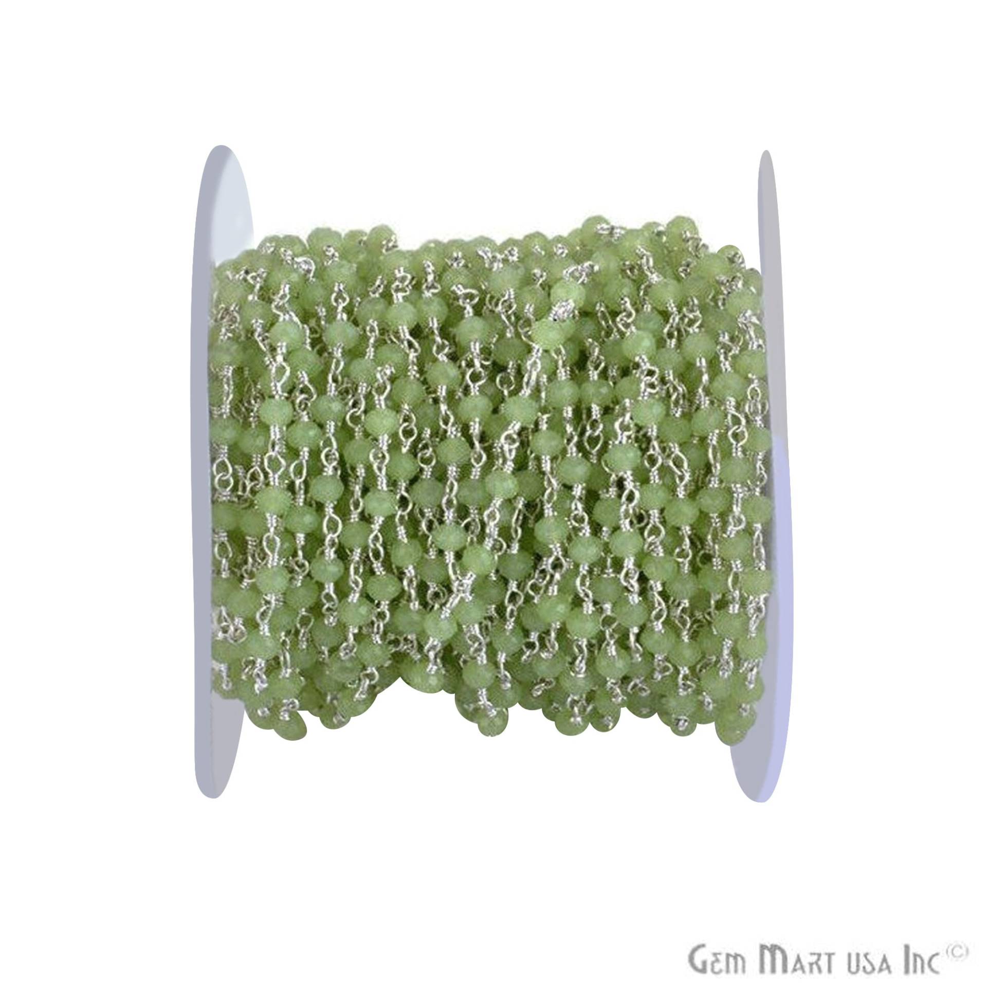 Sea Green, 3-3, 5 Mm Silber Überzogene Draht Wickelte Rosenkranz-Kette Durch Fuß Gemmartusa | Spkg-30002 von GemMartUSA