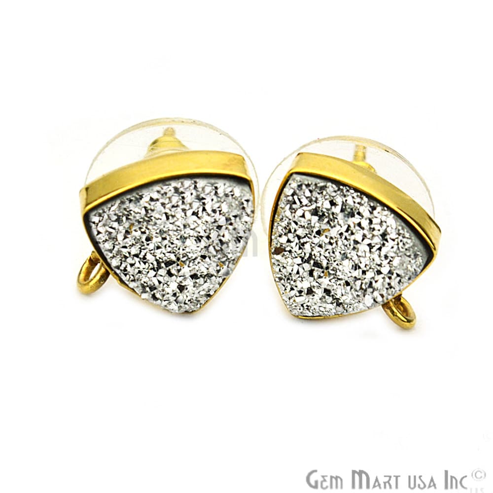 Silber Druzy Ohrring Stecker Post Einstellung Mit Schlaufe Bügel Öse, Lünette Und Bails Gemmartusa | Sz-90014 von GemMartUSA