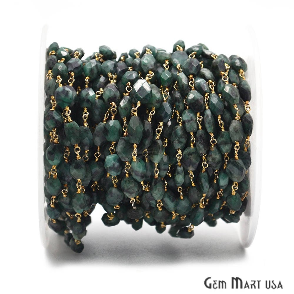 Smaragd Rosenkranz Kette, Rondelle Perlen Vergoldete Schmuckherstellung Lieferungen, Gemmartusa | Gpem-30041 von GemMartUSA