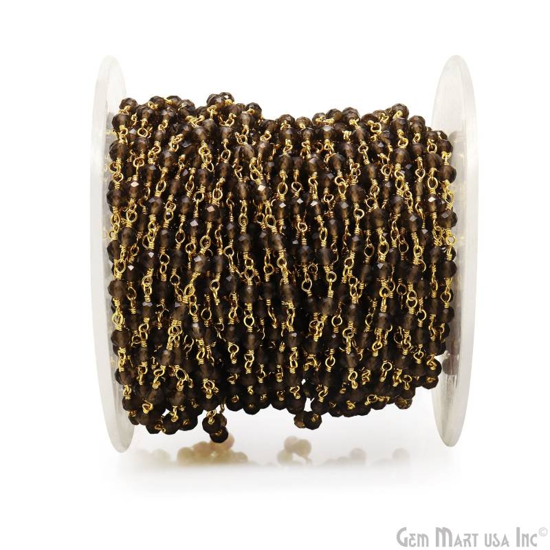 Smoky Topaz, 3-3, 5 Mm 24 Karat Vergoldete Handgemachte Rosenkranz Kette Von Foot Gemmartusa | Gpst-30002 von GemMartUSA