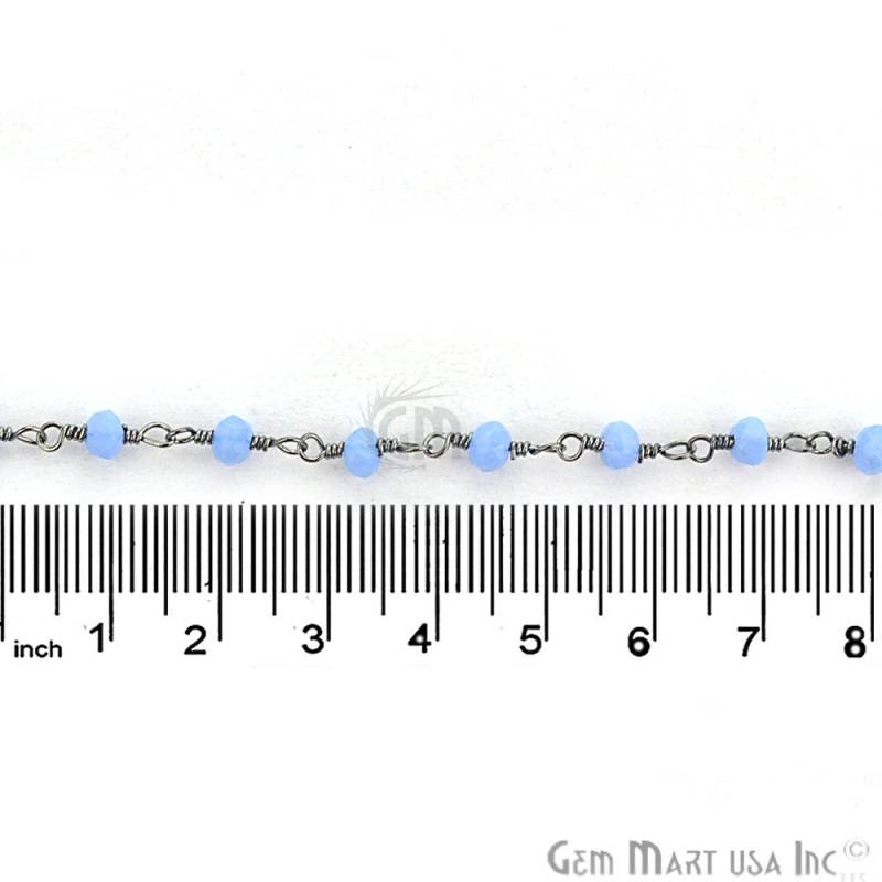 Tansanit Chalcedon, 3-3.5 Mm Schwarz Überzogener Draht Wickelte Rosenkranz-Kette Durch Fuß Gemmartusa | Btz-30002 von GemMartUSA