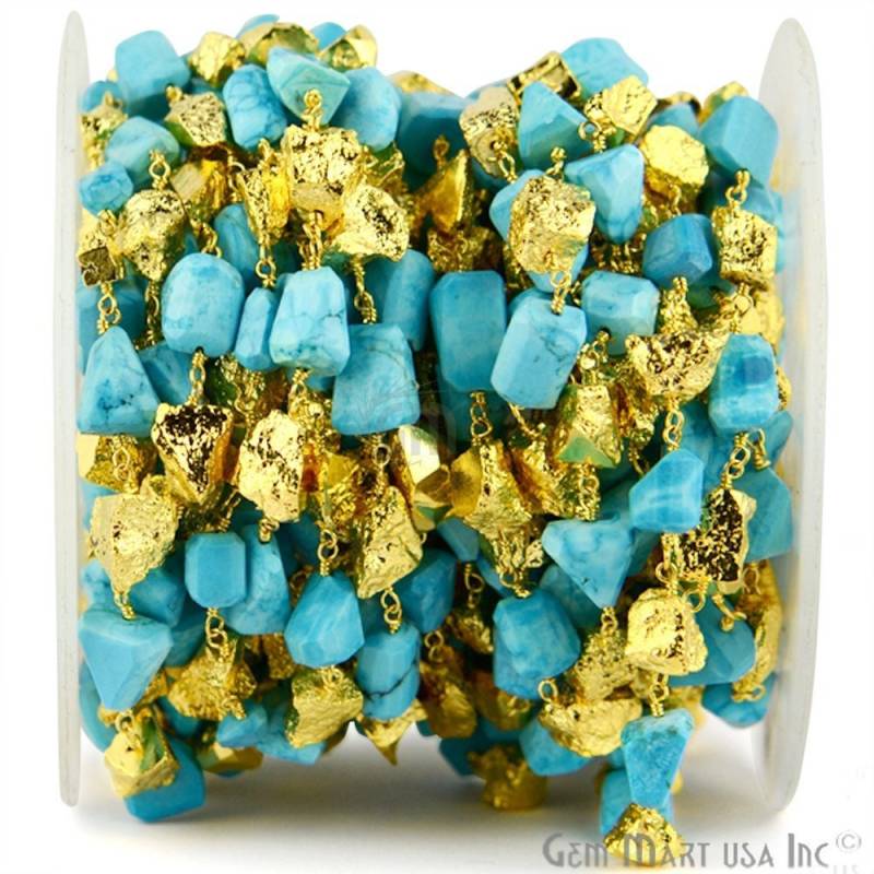 Türkis Mit Goldener Pyrit Unshape Rosenkranz Kette, 7-10 Mm Vergoldeter Draht Gewickelt Glied Gemmartusa | Gpug-30040 Türkis Mit Goldener Pyrit Unshape Rosenkranz Kette, 7-10 Mm Vergoldeter Draht Gewickelt Glied Gemmartusa | Gpug-30040 von GemMartUSA