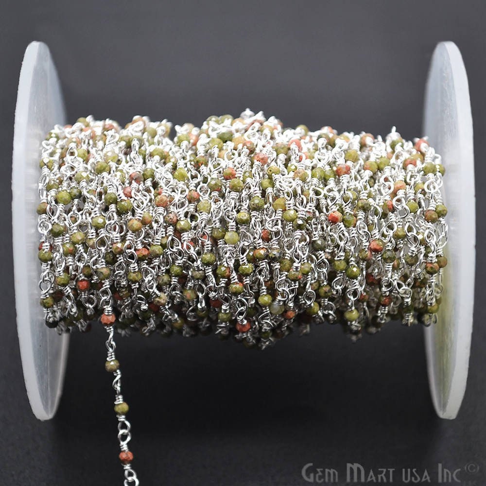 Unakit Rosenkranz, Versilberte Kette, Rosenkranzkette, Edelsteinkette, Schmuckherstellung, Gemmartusa | Spun-30000 von GemMartUSA