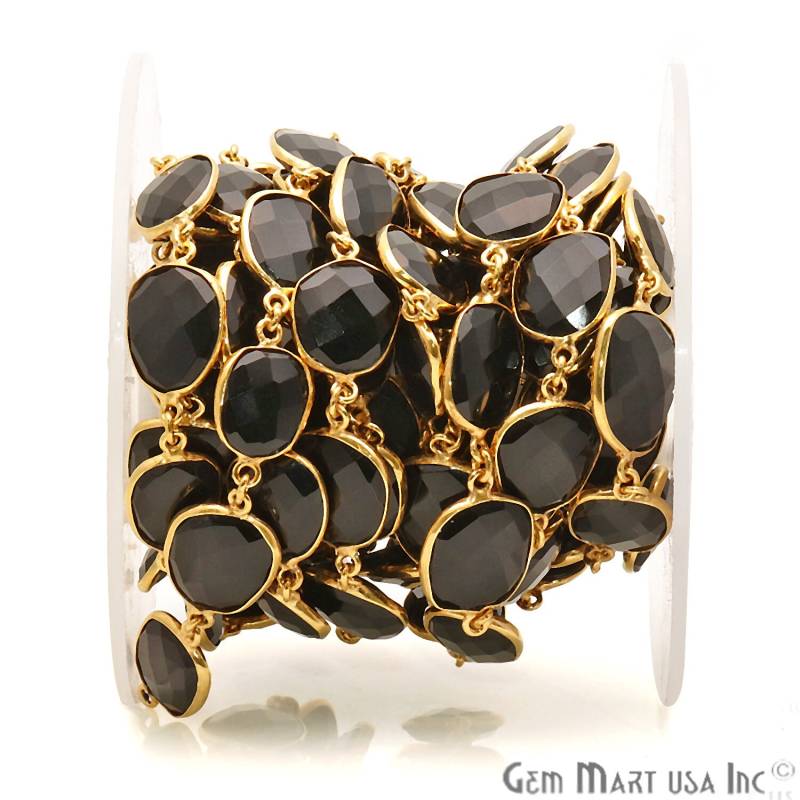 Verbinder Kette, Schwarzer Onyx Lünette Gold Kontinuierliche 10-15 Mm, Gemmartusa | Gpbo-20005 von GemMartUSA