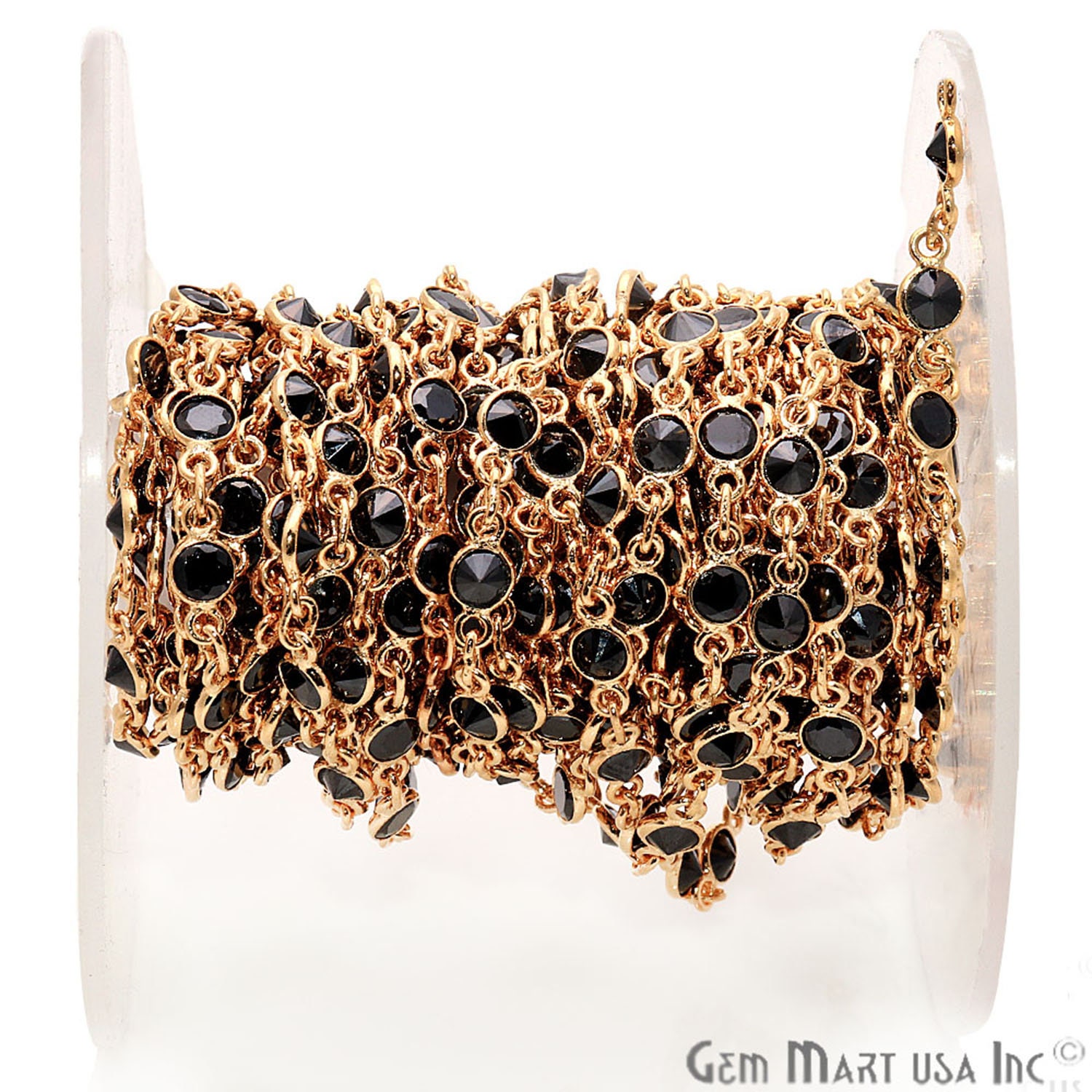 Verbinderkette, Schwarze Zirkonia-Anschlusskette, Eingefasste Kette, Gold-Anschlusskette, Durchgehende Anschlusskette, Gemmartusa | Gpkb-20011 von GemMartUSA