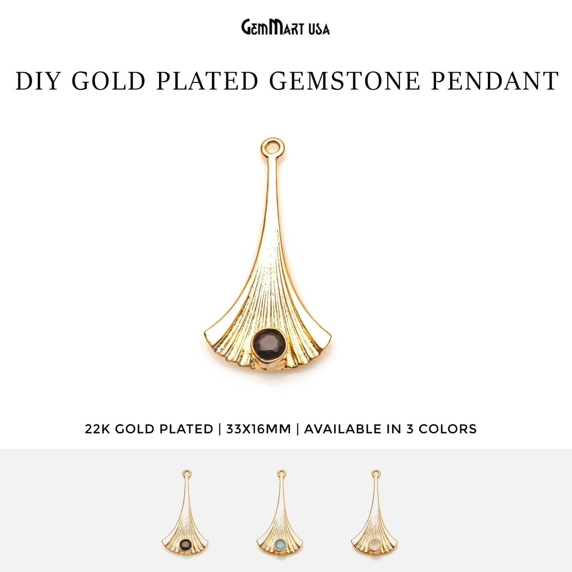 strukturierter Gold Gebogener Dreieck Edelstein Anhänger, 33 X 16 Mm Kronleuchter Anhänger & Runder Facettierter Edelstein, Schmuckherstellung von GemMartUSA