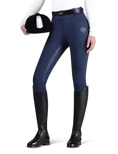 GemRebel Damen Vollbesatzreithose Rutschfest Silikon Reithose Hohe Taille Reithose mit Taschen von GemRebel