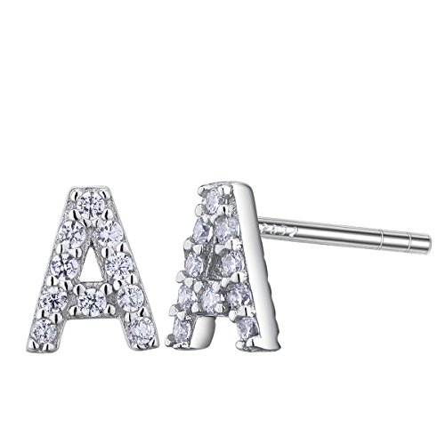 VIKI LYNN Initiale Ohrringen Buchstabe Alphabet Ohrstecker 925 Sterling Silber und Zirkonia für Mädchen Frauen von VIKI LYNN