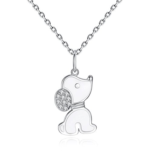 VIKI LYNN Hunde Anhänger Halskette 925 Sterling Silber und Zirkonia Schicke Welpen Beagle Halskette Geschenk fuer Frauen Mädchen von VIKI LYNN