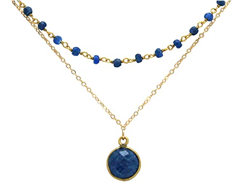 Gemshine Halskette Choker mit tiefblauen Saphiren und Anhänger in 925 Silber oder hochwertig vergoldet. Nachhaltig - Qualitätvoll - Made in Germany, Metall Farbe:Silber vergoldet von GemShine