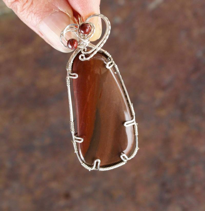 sterling Wüsten Jaspis Draht Gewickelt Anhänger von GemSpunStudio