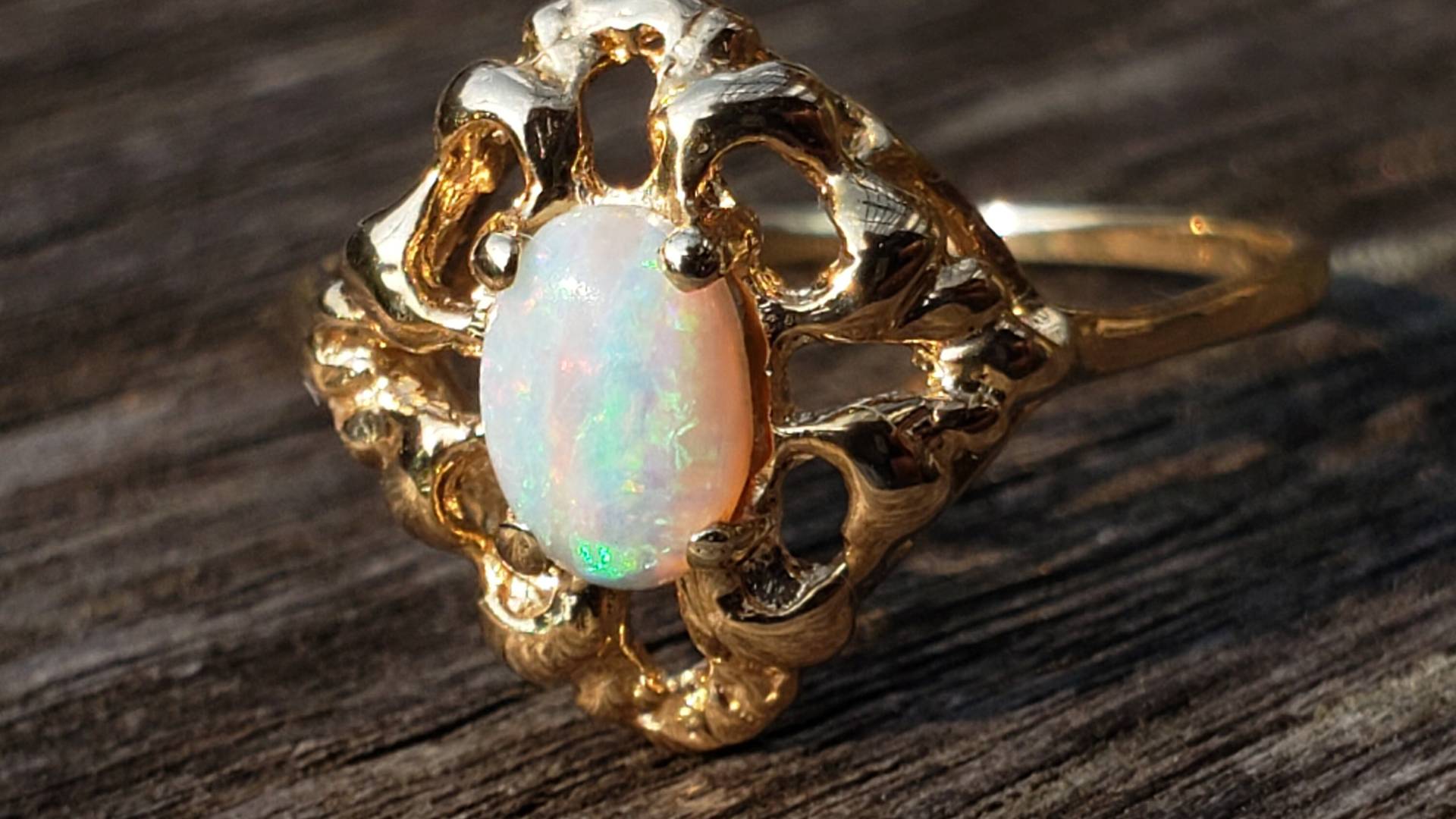 Opal Ring/Natürlicher Weißer Oktober Geburtsstein Und Gold Opal Ring/Natürlicher Weißer Oktober Geburtsstein Und Gold von GemTreasureHunter