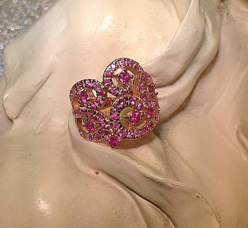 Echter Pinker Saphir Filigran Ring von GemVorawanByAlexis