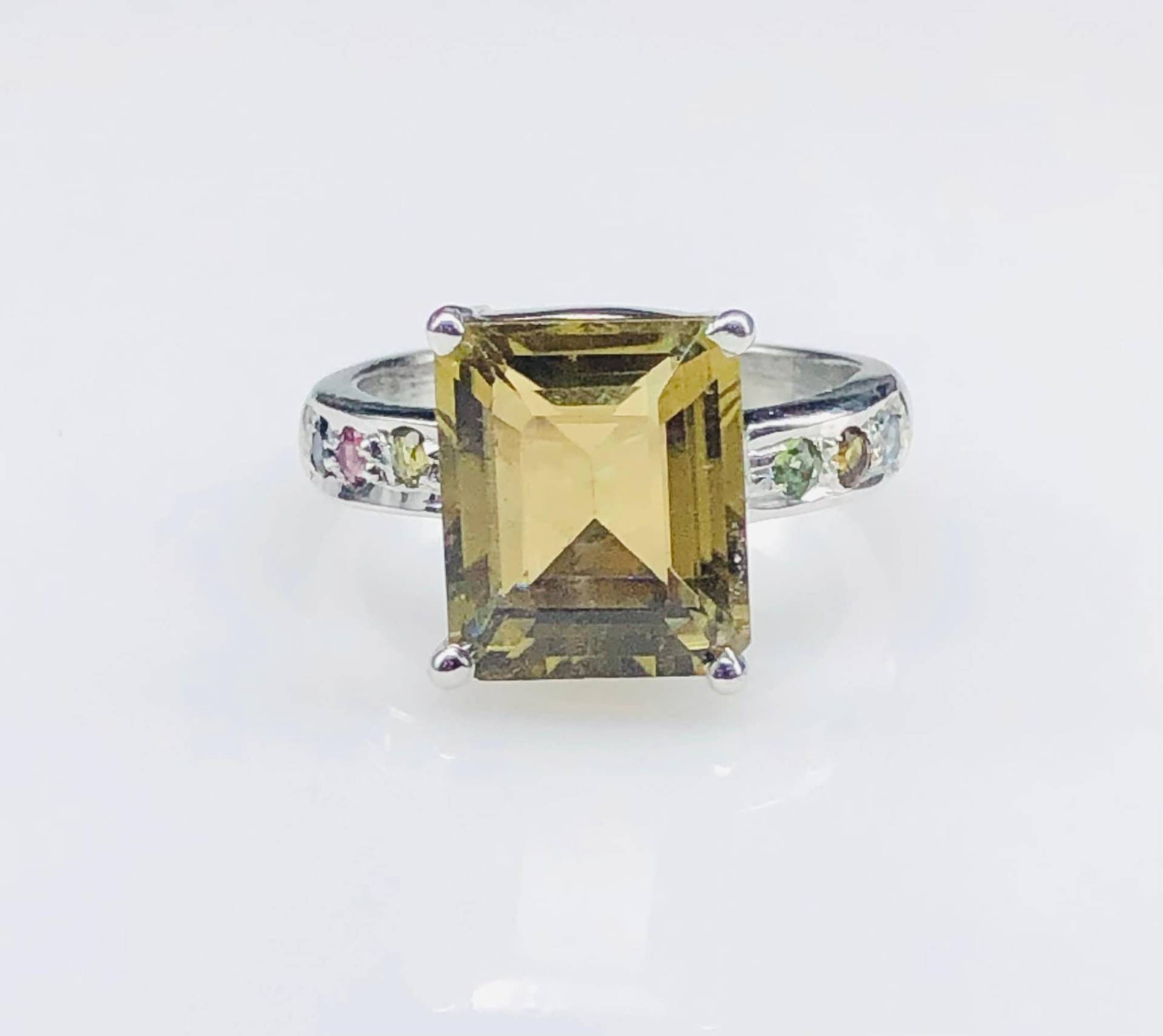 Turmalin Ring-Natürliche Gelb Ring-925 Silber Ring-Oktogon Geschliffen Edelstein Ring Für Frauen-Frauen Designer Ring von GemartsCreations