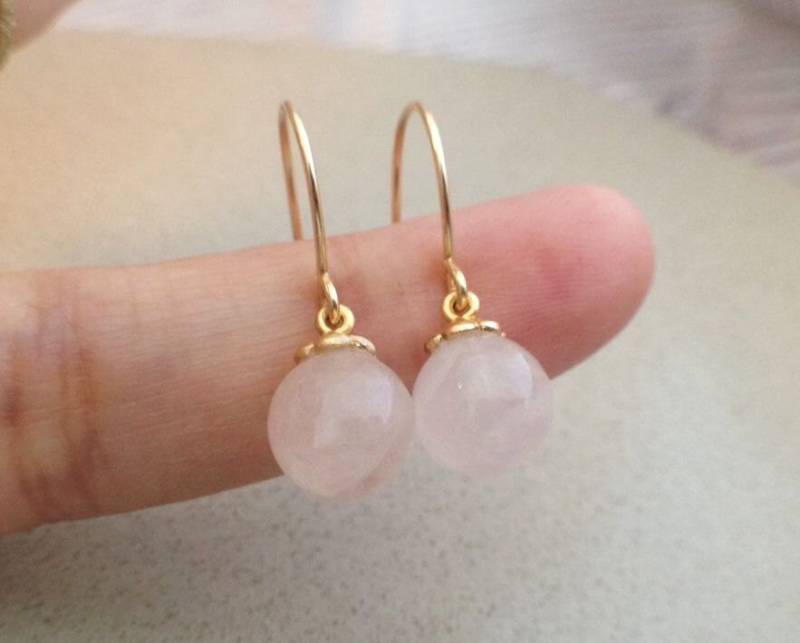 Blass Rosa Rosenquarz Ohrringe Gold Filled Edelstein Schmuck von GemazoneJewelry